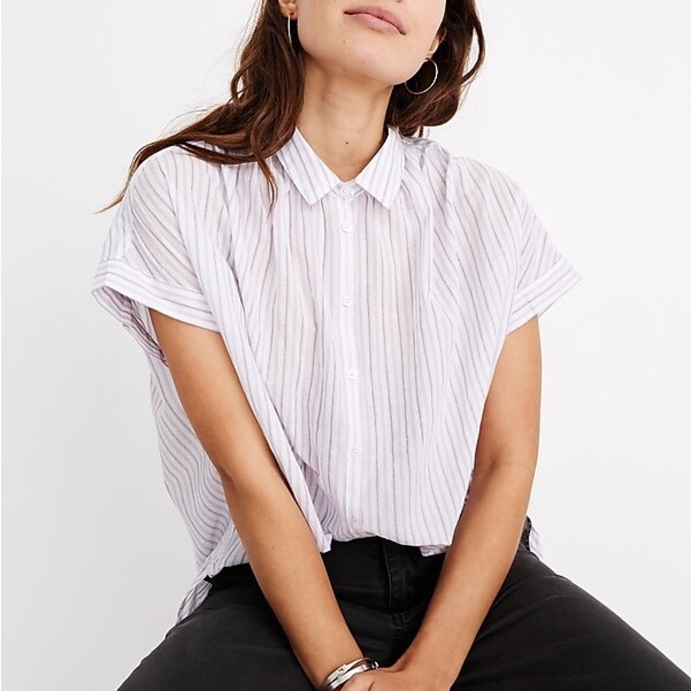 Madewell Central Shirt in Lavender Stripe